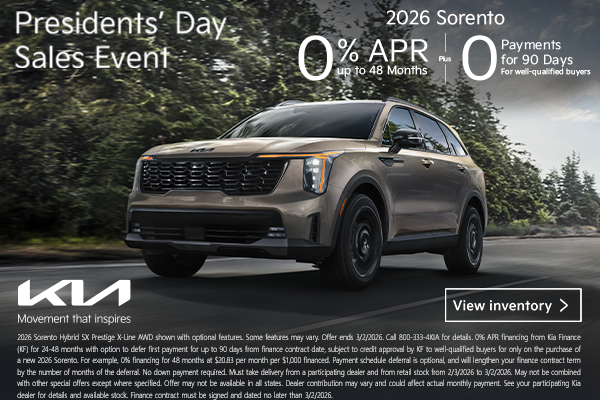  2026 Sorento 0% APR Offer